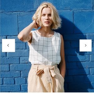 Not Perfect Linen blue stripe tank top XS EUC